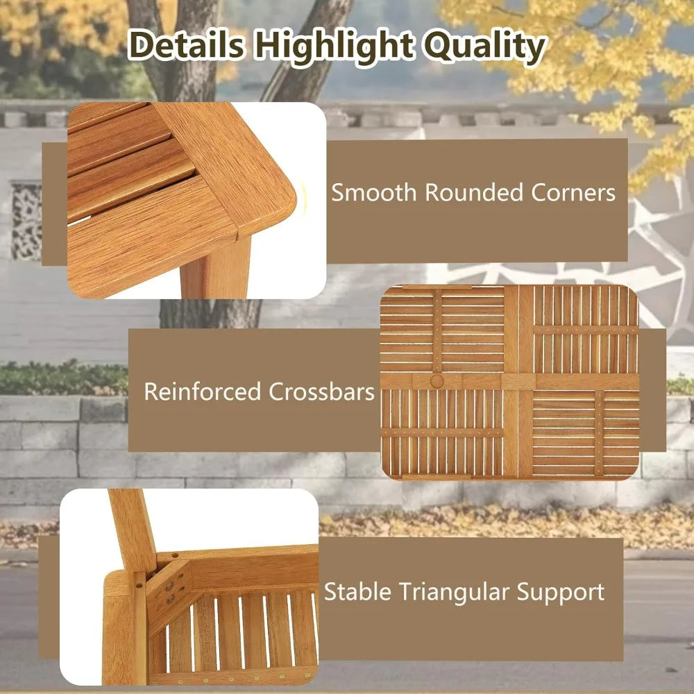 Wooden Outdoor Dining Table for 8, 79 x 35 Rectangular Acacia Wood Slatted Patio Table w/Umbrella Hole, Outdoor Bistro Table