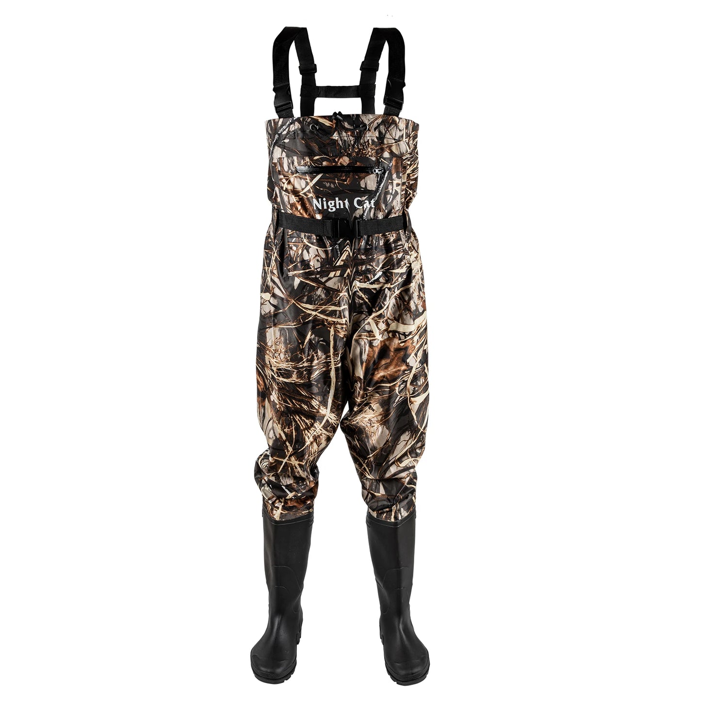 Men Women Waterproof Nylon PVC Waders Heavy Duty Chest Waders with Boots for Fishing Hunting Farm Work Anti-Slip Sole Adjustable