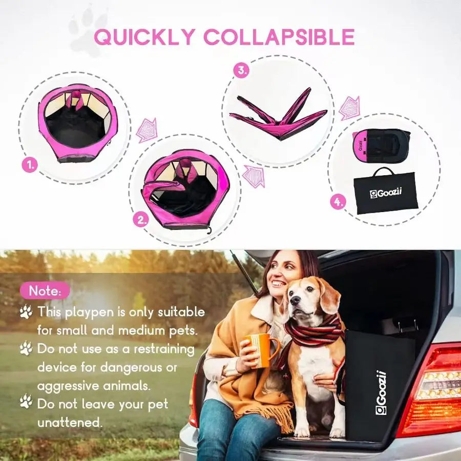 Portable Dog Playpen for Small Dogs Indoor Outdoor, Foldable Pet Puppy Playpens Kennel Tent with Top Cover Door for House Cat K