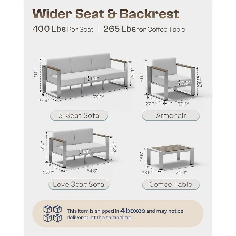 Outdoor Patio urniture Set, 7 Seats Outdoor Patio Contion Sets with Ergonomic Seat and Wide Washable Thick Cushions, ern Patio S