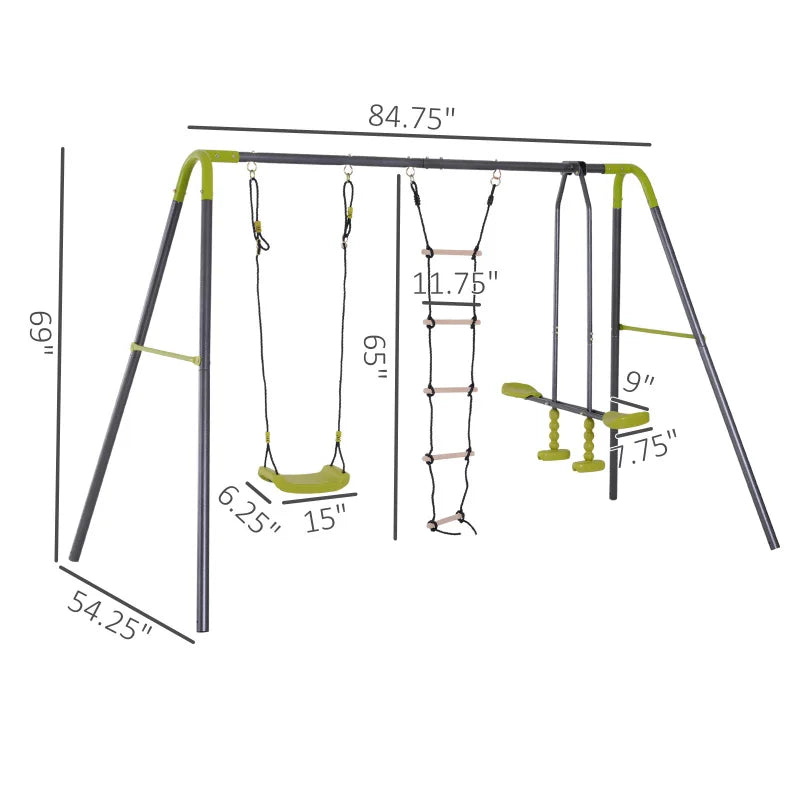 Metal Swing Set for Kids Outdoor, Heavy Duty Frame with Double Swings, for Backyard Playground.
