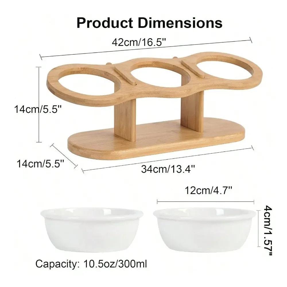 Dog Bowl Dog SuppliesCat Bowls 2 Heights Adjustable Raised Dog Bowl Stand 3 Ceramic Bowls For Cats And Small Dogs 15 Tilted