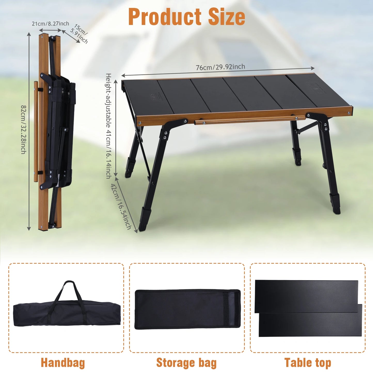 Folding IGT Camping Table with Storage Bag Aluminum IGT Camp Table for Outdoor Barbecue Cooking Travel Picnic
