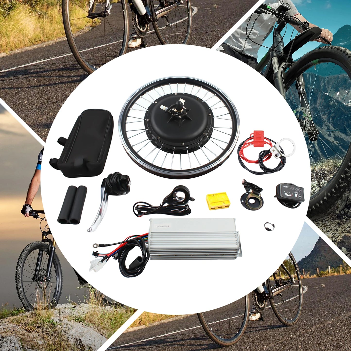 20 in Rear Wheel Electric Bicycle Motor Conversion Kit eBike Hub Motor 1000W 48V LED Display for Cyclists Who Like Challenges