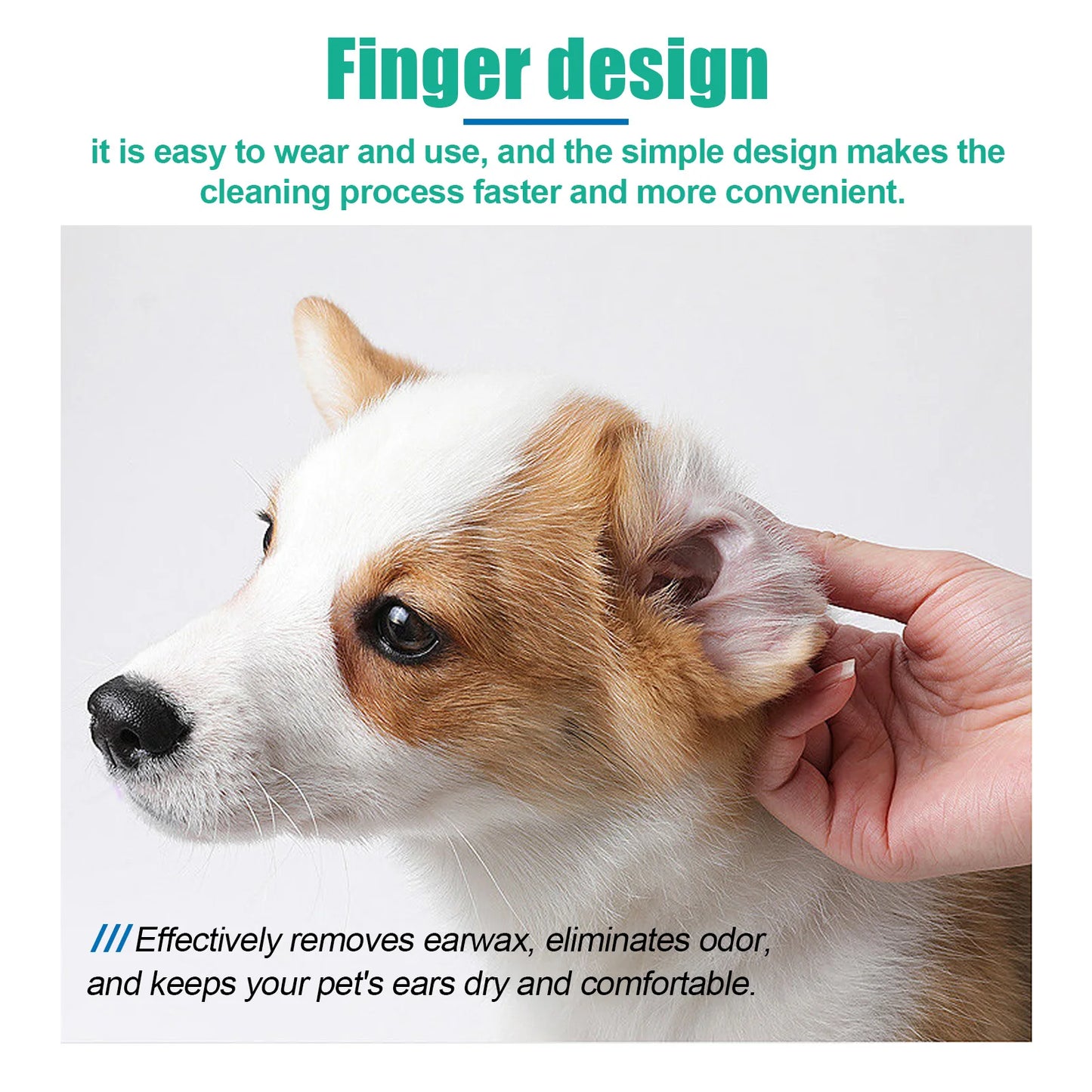 50PCS Pet Multipurpose Cleaner Finger Wipes Gentle Remove Ear Mite Cleaning Paw Stains Remove Eyes Dirts Deodorizing Pet Cleaner