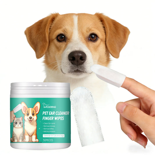 50PCS Pet Multipurpose Cleaner Finger Wipes Gentle Remove Ear Mite Cleaning Paw Stains Remove Eyes Dirts Deodorizing Pet Cleaner