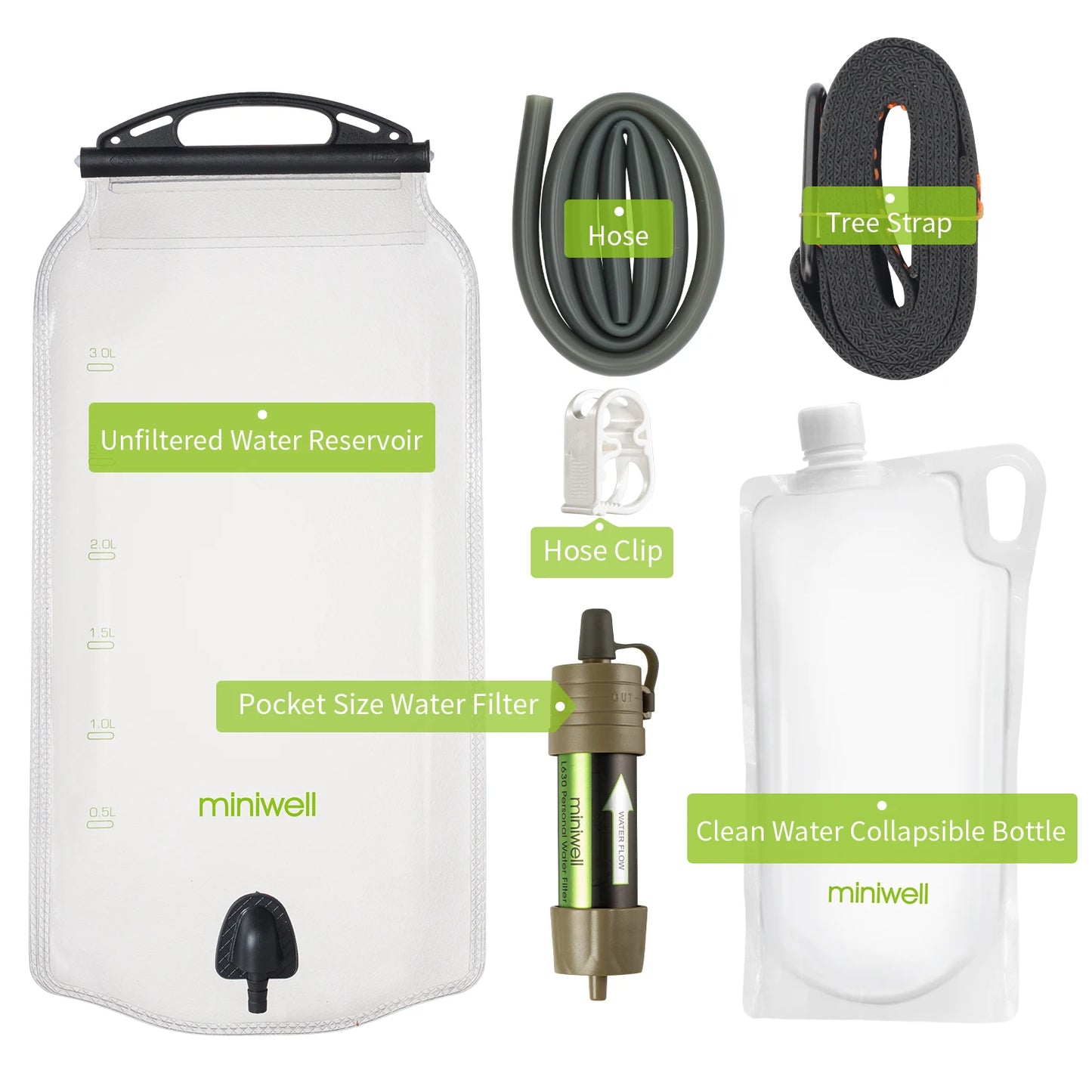 Miniwell L630 Personal Camping Purification Water Filter Straw for Survival or Emergency Supplies