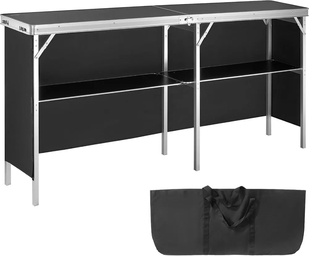 Extra Long Folding Portable Bar Table for Trade Show, Party, Picnic, Exhibition with Carrying Case