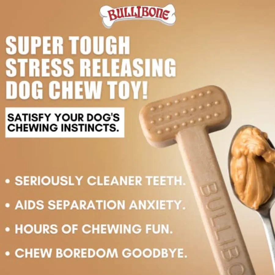 Nylon Dog Chew Toy for Aggressive Chewers - Dental Hygiene Bone with Peanut Butter Flavor Durable Tough Chew Toys for Extra Lar