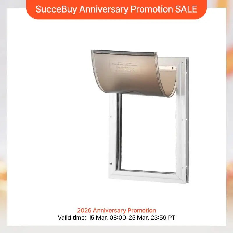 SucceBuy Pet Door Aluminum Frame with Lock and Flap System Weatherproof Doggy Door Easy to Install in Interior or Exterior Doors