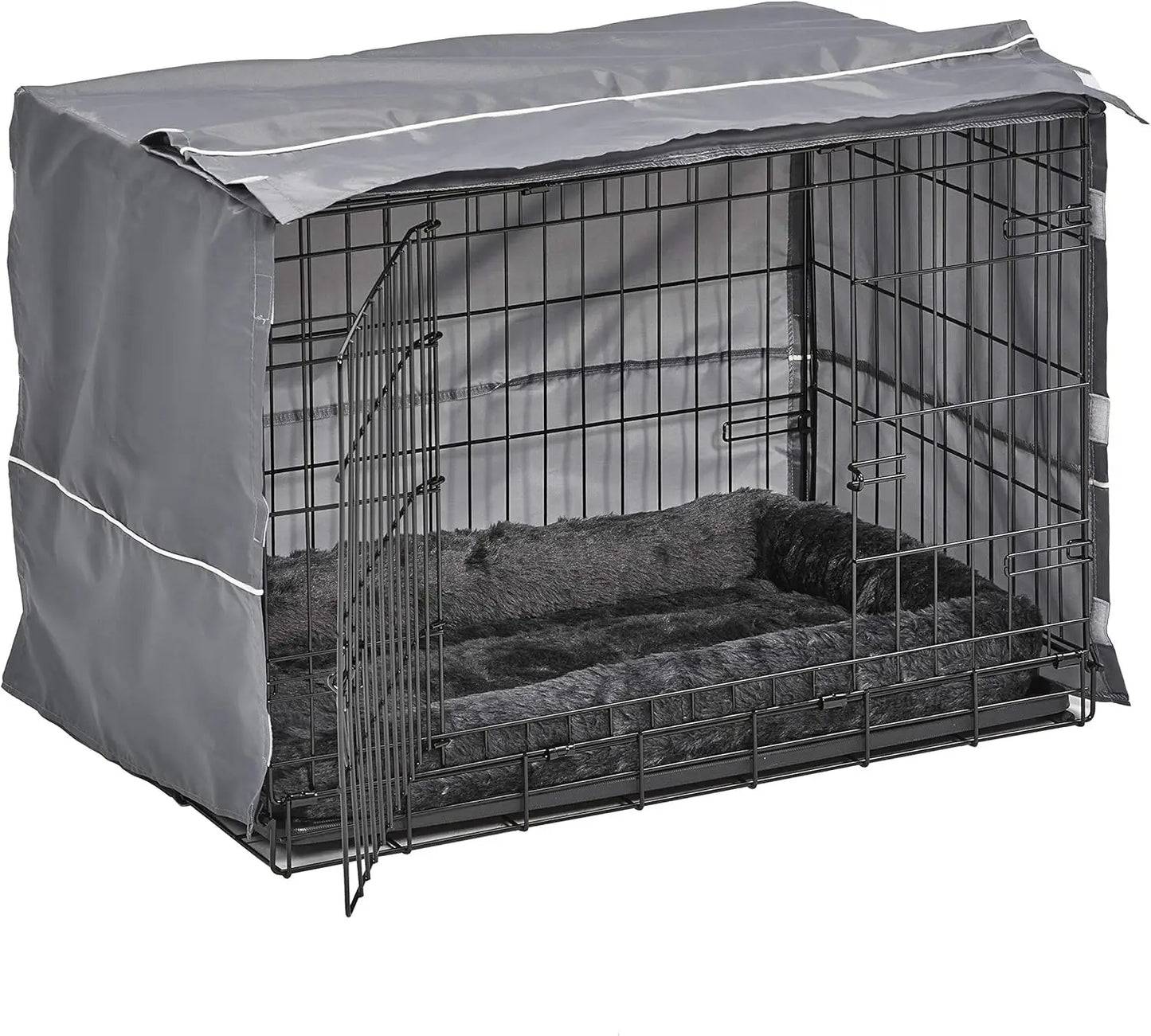 Double Door Dog Crate Kit with Bed and Cover for Medium Breeds, 30-inch Pet Cage