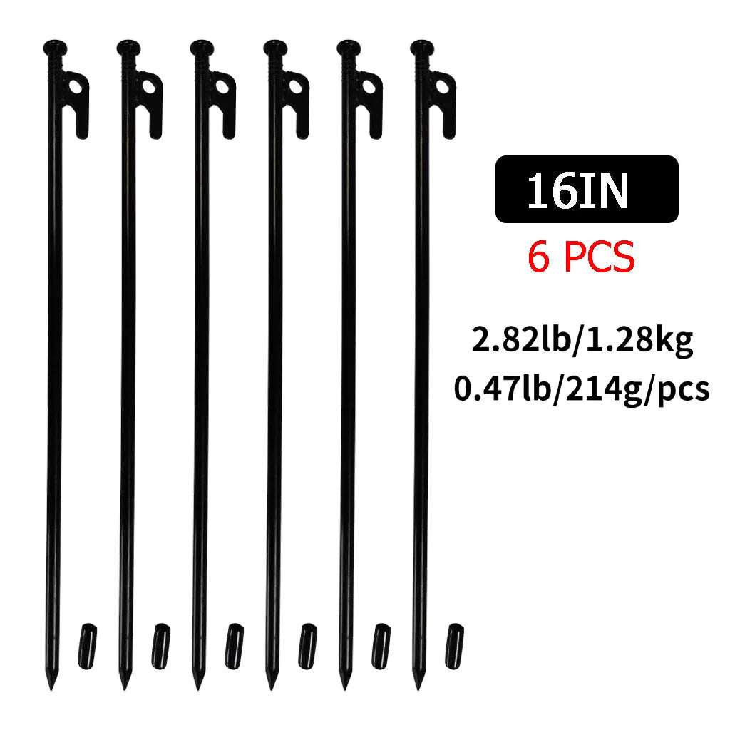 USA Warehouse 6/10Pack Tent Stakes Heavy Duty 16 Inch Steel Metal Tent Pegs Camping Stake Ground Stake Canopy  Spikes Tent Nail