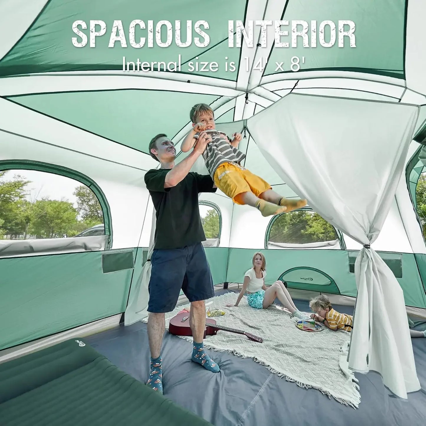 Bestseller8 Person Tents for Camping, Easy Setup Cabin Tent with Large Porch, 2 Room, Waterproof Family Camping Tent for Outdoor