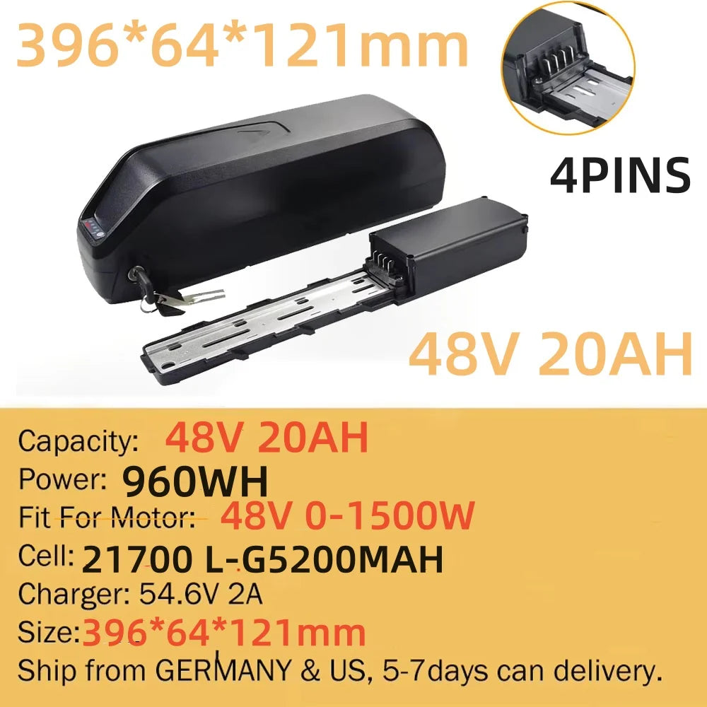 21700 Ebike Battery Hailong Polly 36V 48V 20Ah 30Ah 25Ah 18650 Cell Electric Bike Batteria 14.4ah for500W 750W 1000W 1500W Motor