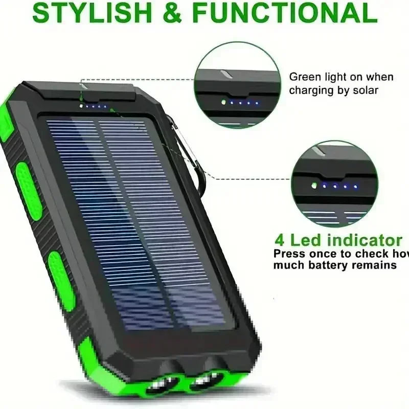 Universal 10000mAh Solar Power Bank Waterproof Fast Charging Outdoor Backup Power