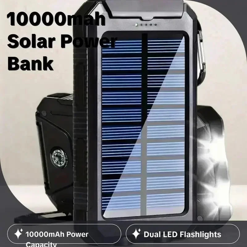 Universal 10000mAh Solar Power Bank Waterproof Fast Charging Outdoor Backup Power