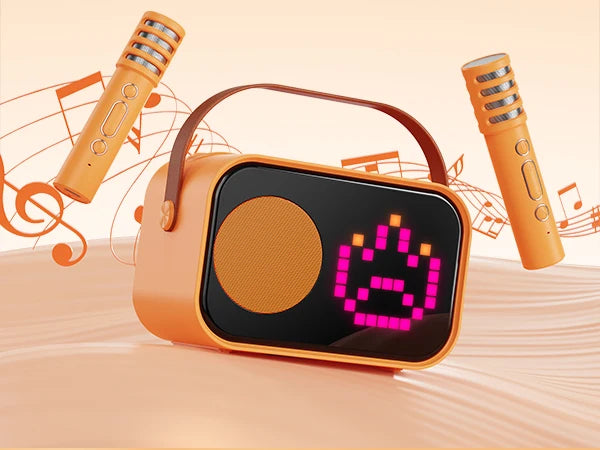 D58 Karaoke Machine for Children and Adults, Mini Portable Bluetooth Karaoke Speaker with 2 Wireless Microphones