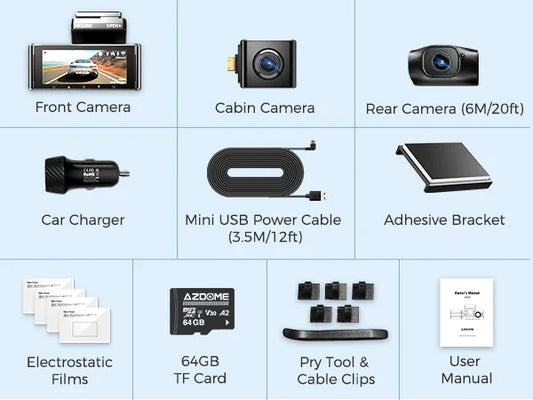 AZDOME 4K Dash Cam M550 Max Built-in GPS Wifi Camera Car DVR 3.18”Screen Night Vision 24H Parking Monitor Support Rear Cam