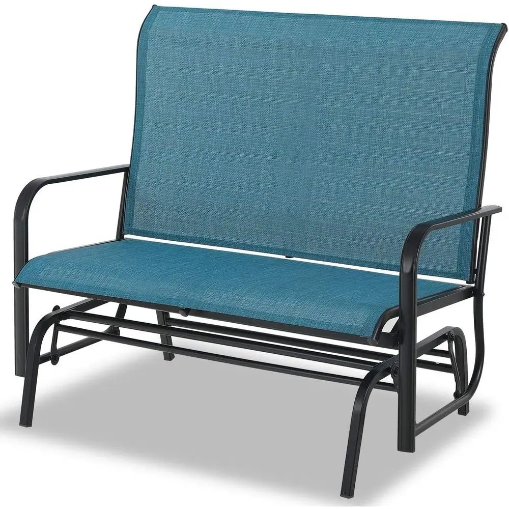 2-Person Outdoor Glider Bench, Weather-Resistant Textilene Fabric and Powder-Coated Metal Frame