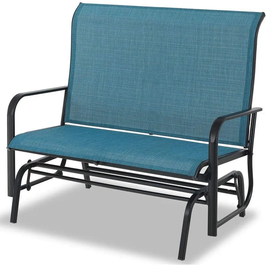 2-Person Outdoor Glider Bench, Weather-Resistant Textilene Fabric and Powder-Coated Metal Frame