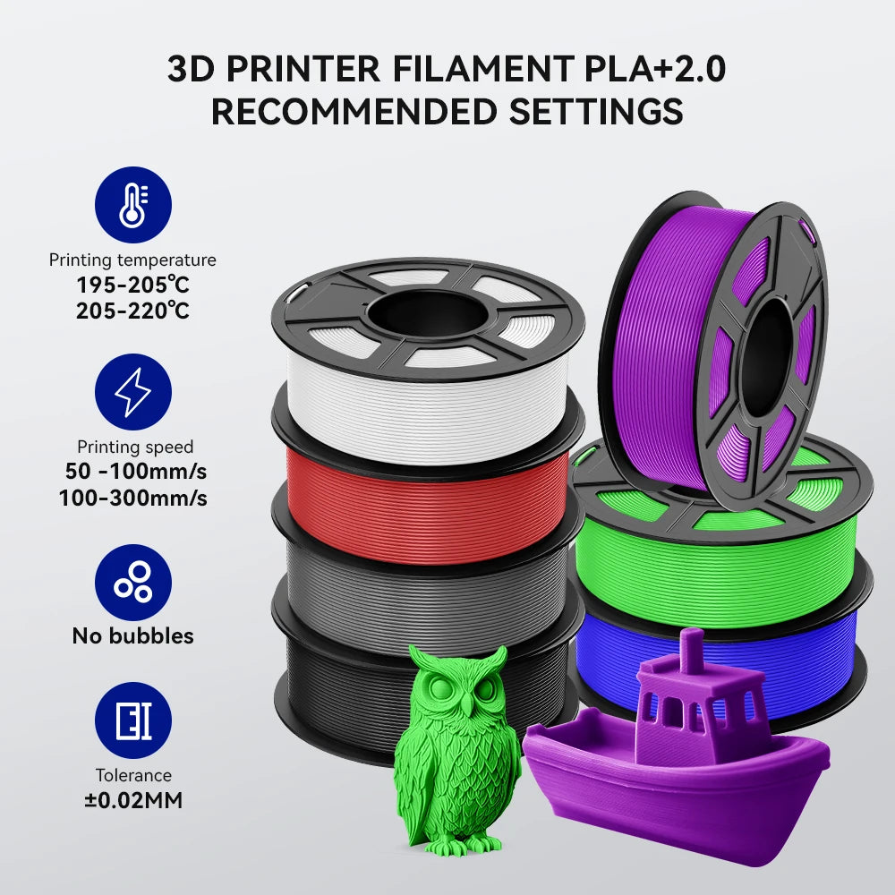 JAYO 10Rolls pla plus/petg /pla/pla+2.0/skdc Multicolor 3d Filament Printe 1.75mm FDM 100%No bubbel for 3D Printer Materials