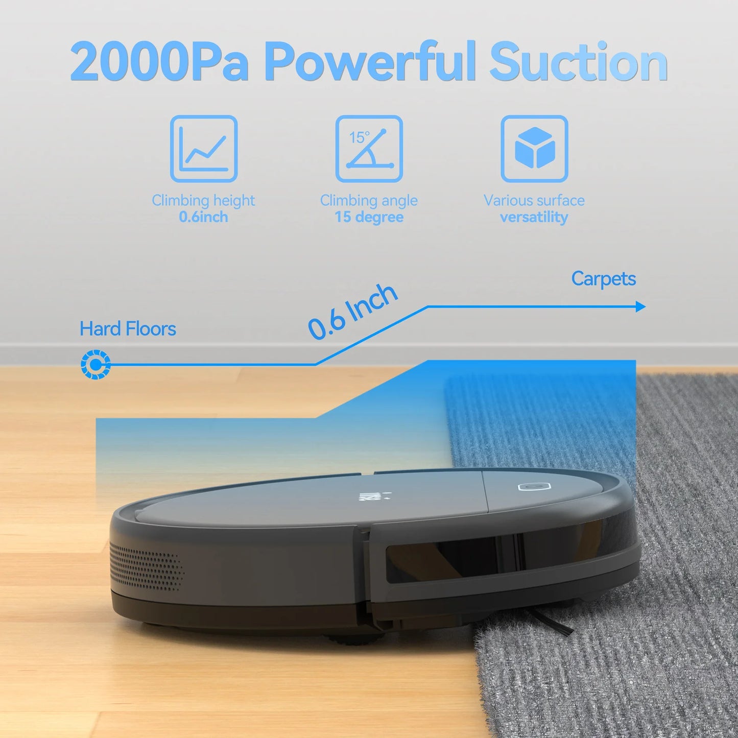INSE Robot Vacuum Cleaner 3-in-1 Automatic Cleaning & Charging 4000Pa Suction Dual Power Mode Detachable Mop for Carpet Pet Hair