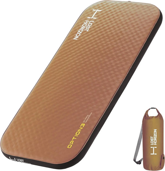 Air & Foam Camping Mattress, Self-Inflating Sleeping Pad, 3' Thick, with Pump Sack, Slim Single