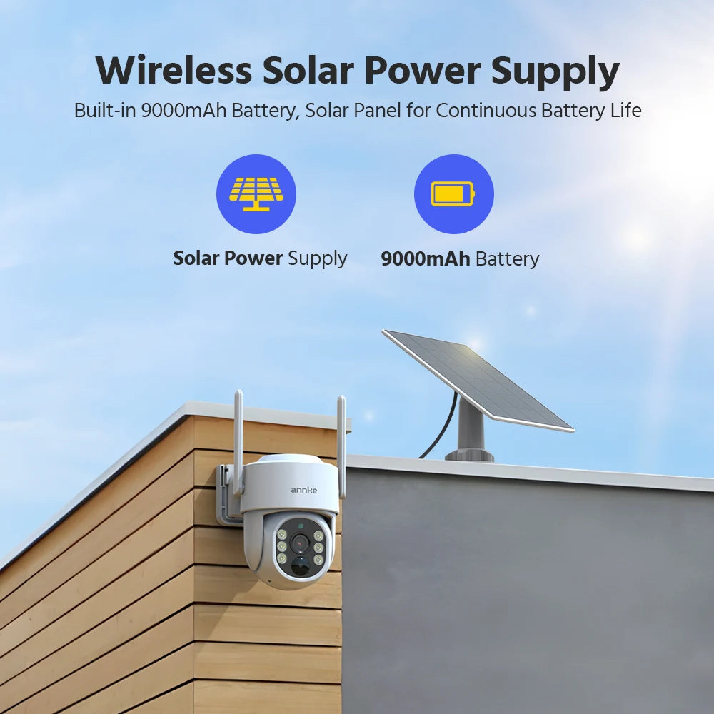 ANNKE H.264+ 4MP Wifi security camera Built-in battery wireless PT IP Camera Color Night Vision solar security camera outdoor