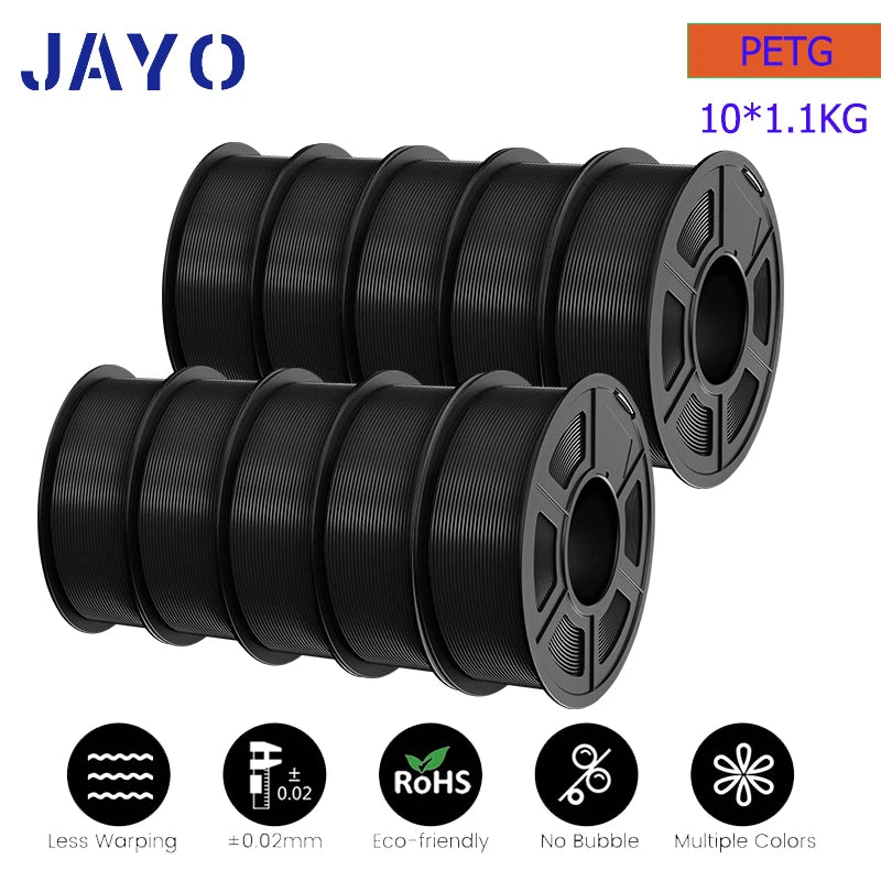 JAYO 10Rolls pla plus/petg /pla/pla+2.0/skdc Multicolor 3d Filament Printe 1.75mm FDM 100%No bubbel for 3D Printer Materials