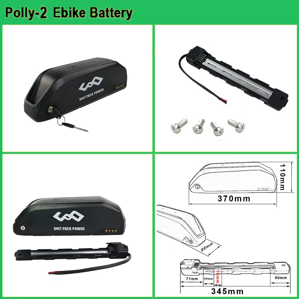 21700 EBike Battery Downtube 48V 52V 24Ah 72V 60V 36V Polly 18650 Bateria Pack for Electric Bike250W 500W 750W 1000W 1500W 2000W