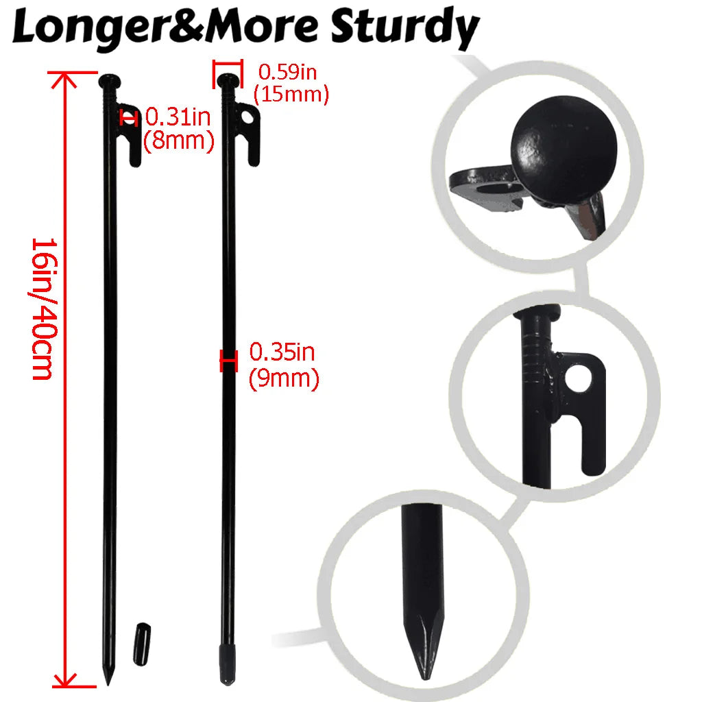 USA Warehouse 6/10Pack Tent Stakes Heavy Duty 16 Inch Steel Metal Tent Pegs Camping Stake Ground Stake Canopy  Spikes Tent Nail