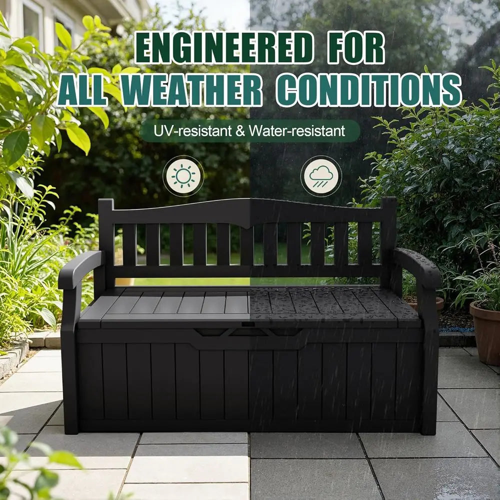 Devoko 80 Gallon Storage Bench Deck Box Lockable or Patio urniture, Garden Decor and Outdoor Seating or Cushions, Garden Tools a