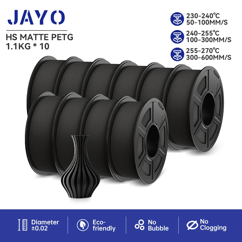 JAYO 10Rolls pla plus/petg /pla/pla+2.0/skdc Multicolor 3d Filament Printe 1.75mm FDM 100%No bubbel for 3D Printer Materials