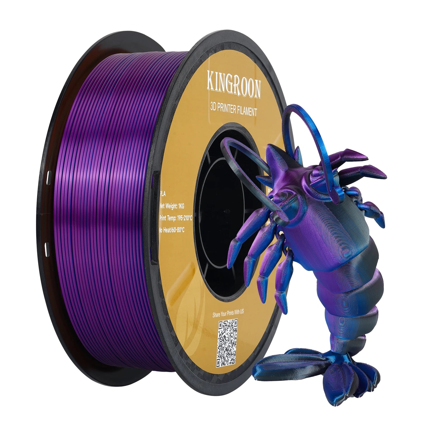 KINGROON Silk Tri-color PLA Filament 3D Printer 1.75mm 1KG/roll  Silk PLA Filament Plastic Material 3D Printing Special Color