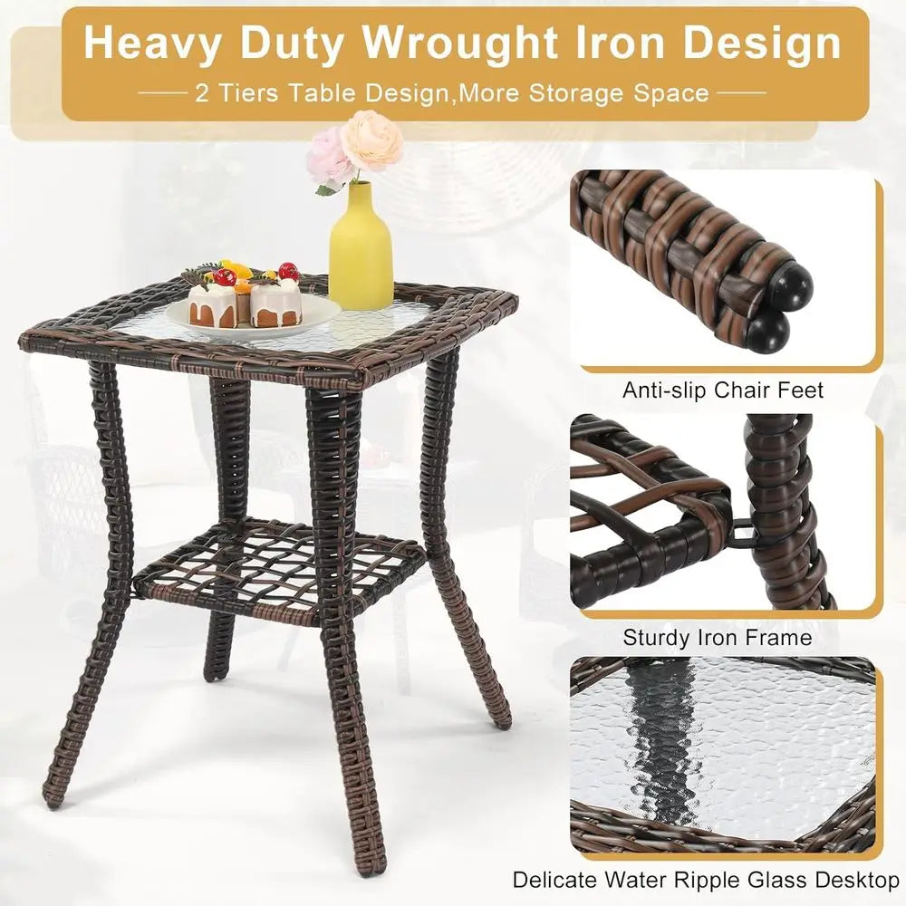 3-Piece Patio Furniture Set, Swivel Rocking Chairs for 2, Outdoor Swivel Bistro Chairs, Porch Chairs with Bistro Table