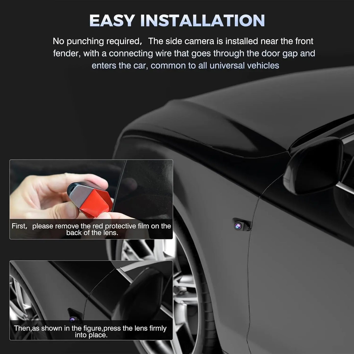 360 Degree View Dash Cam with 4 Channels, Detached Camera for Cars, Front/Rear/Side Recording, 1080Px4, WiFi, Night Vision