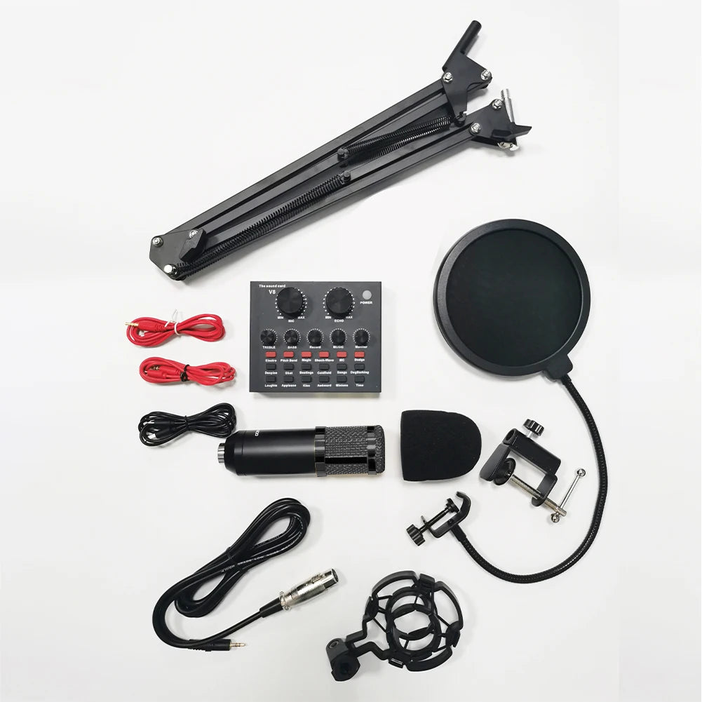 Podcast Equipment Bundle with Voice Changer and BM-800 Microphone Podcast Microphone Bundle for Live Streaming Singing Gaming