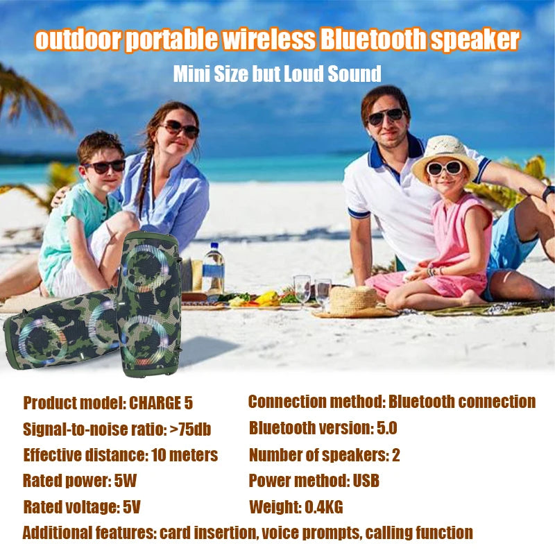 Multifunctional outdoor portable Bluetooth speaker with breathing light, Bluetooth connection, card slot, and hands-free calling