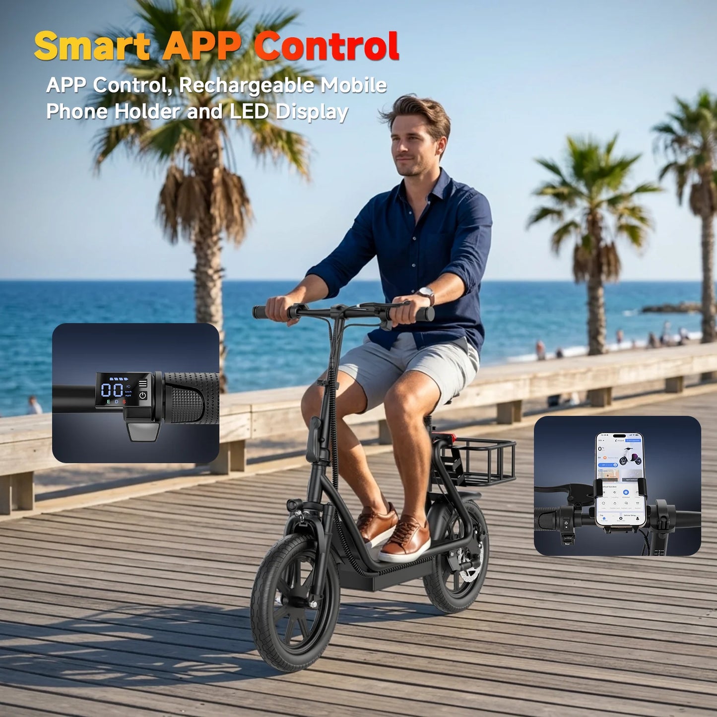 Electric Scooter for Adults, 14" Tires, 22Mph Max Speed, 500W Motor, 28 Miles Max Range, Folding E-Scooter with Dual Suspension