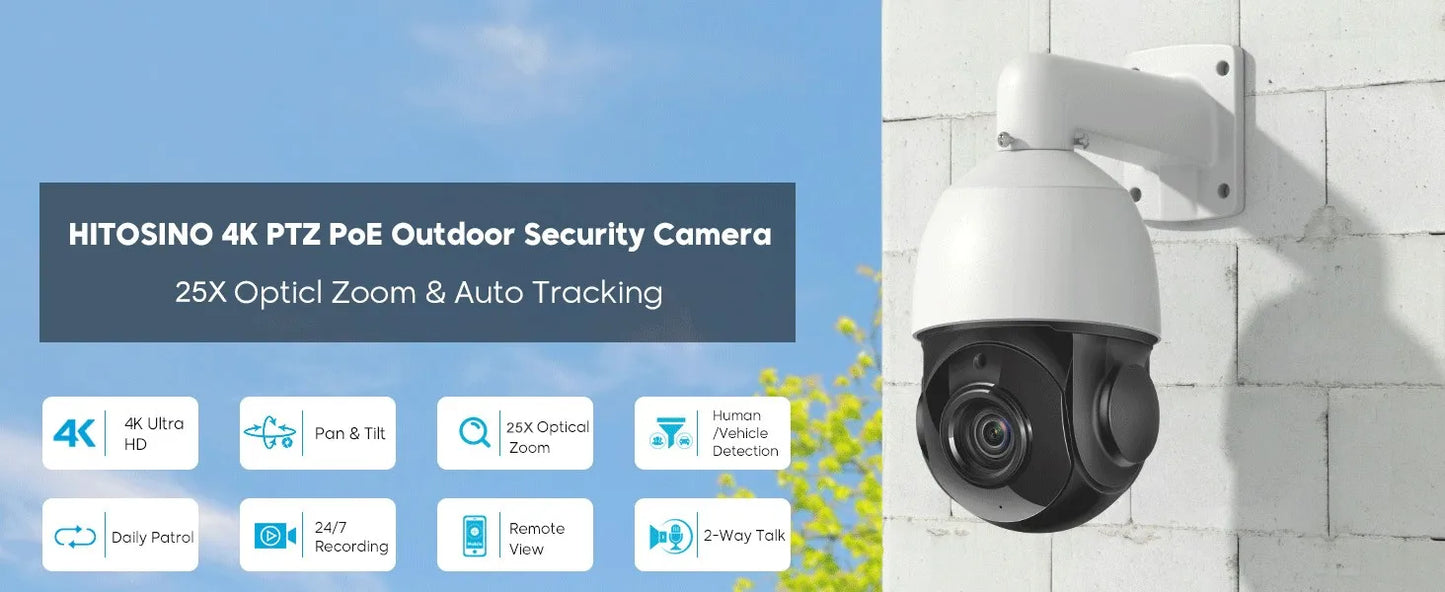 Hikvision Compatible 8MP PTZ Camera 4K 40x 25x 18x Zoom Auto-tracking