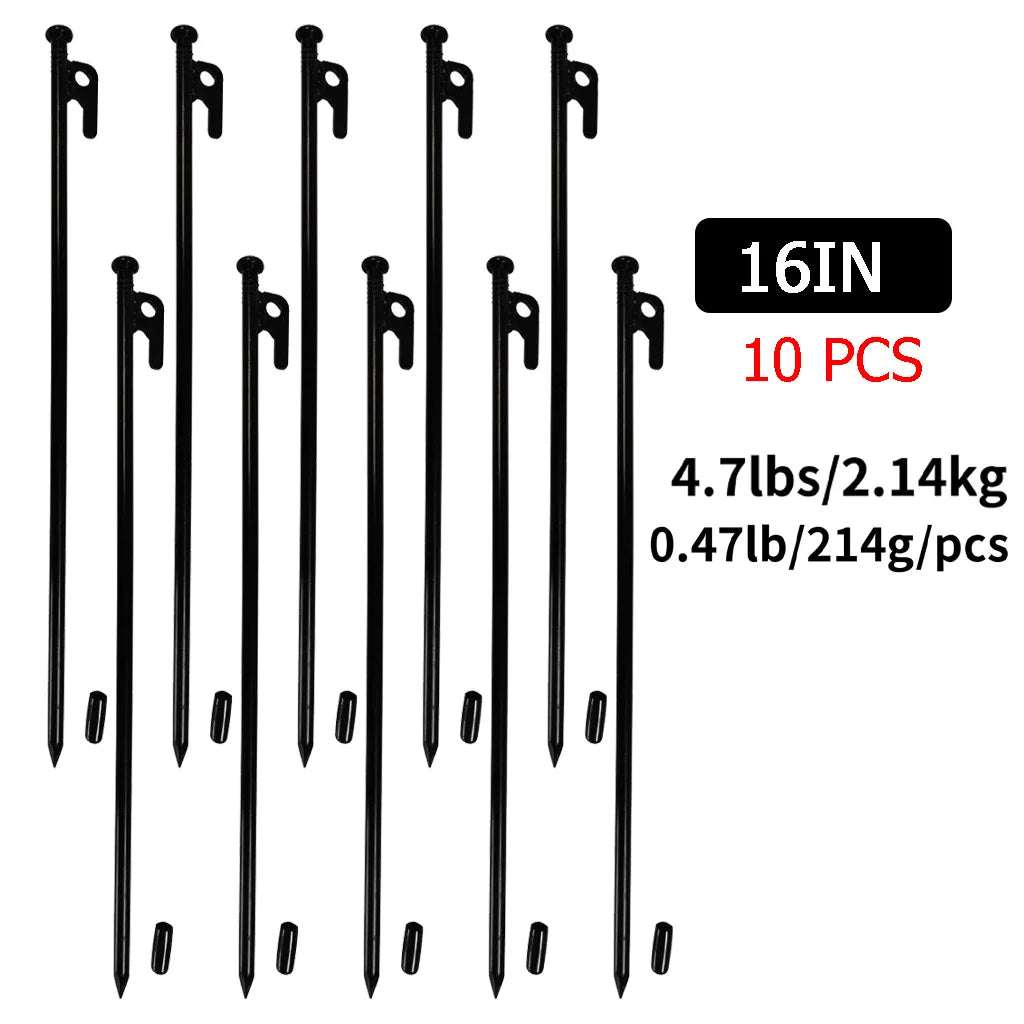 USA Warehouse 6/10Pack Tent Stakes Heavy Duty 16 Inch Steel Metal Tent Pegs Camping Stake Ground Stake Canopy  Spikes Tent Nail
