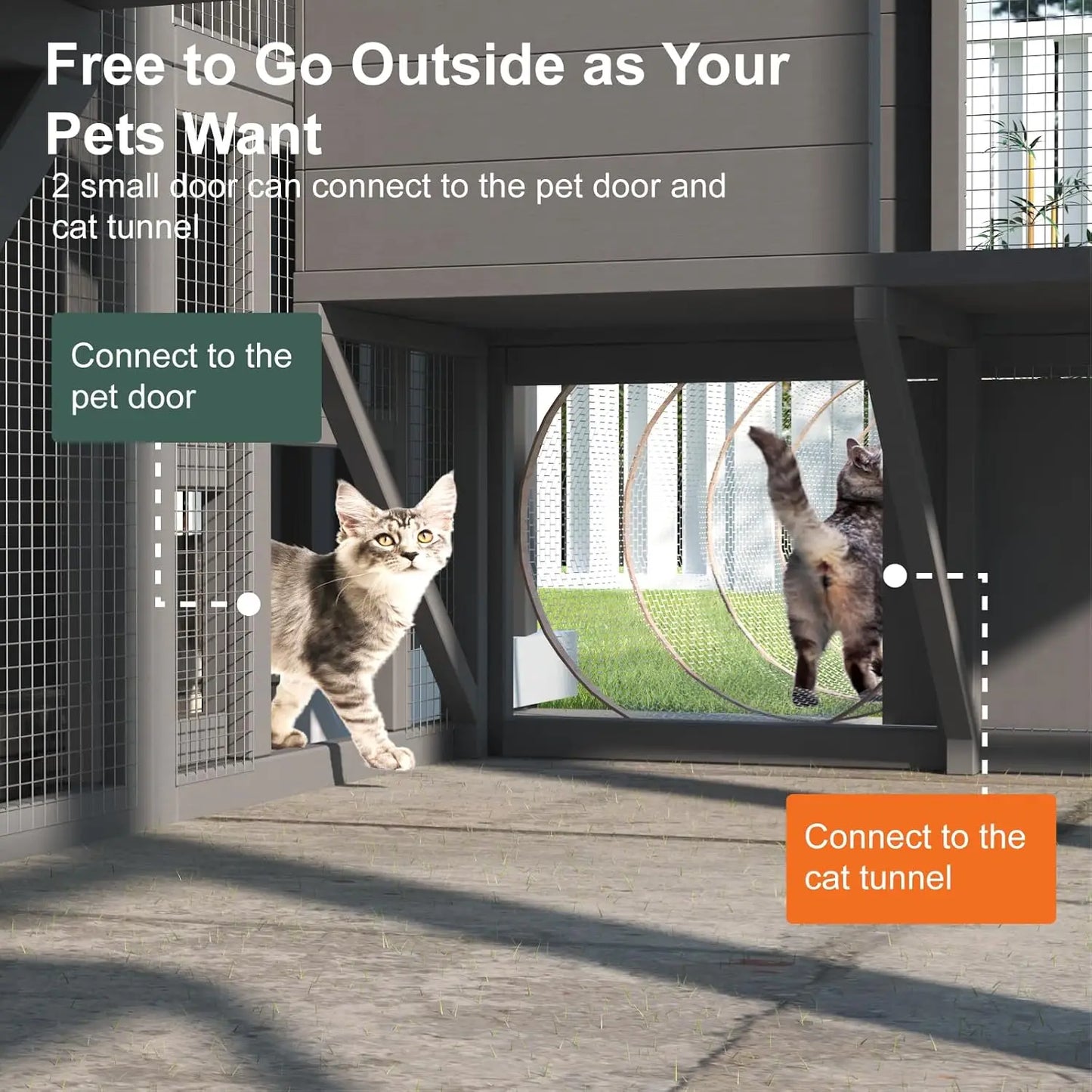 Catio Outdoor Cat Enclosure, Large Cat House for Mulitiple Cats Walk in Cat Cage with Waterproof Cover and Sunshine Panel Roof