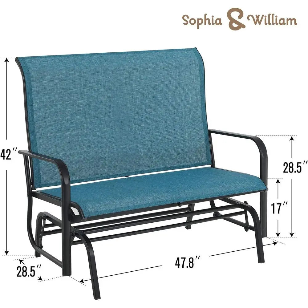 2-Person Outdoor Glider Bench, Weather-Resistant Textilene Fabric and Powder-Coated Metal Frame
