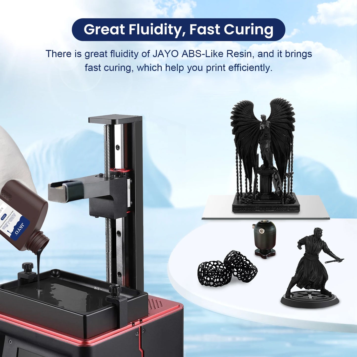 JAYO 3D resin 5KG ABS-Like/Water washable/14k Standard for 395-405nm UV liquid Curing resin for LCD/DLP 3D printer Material