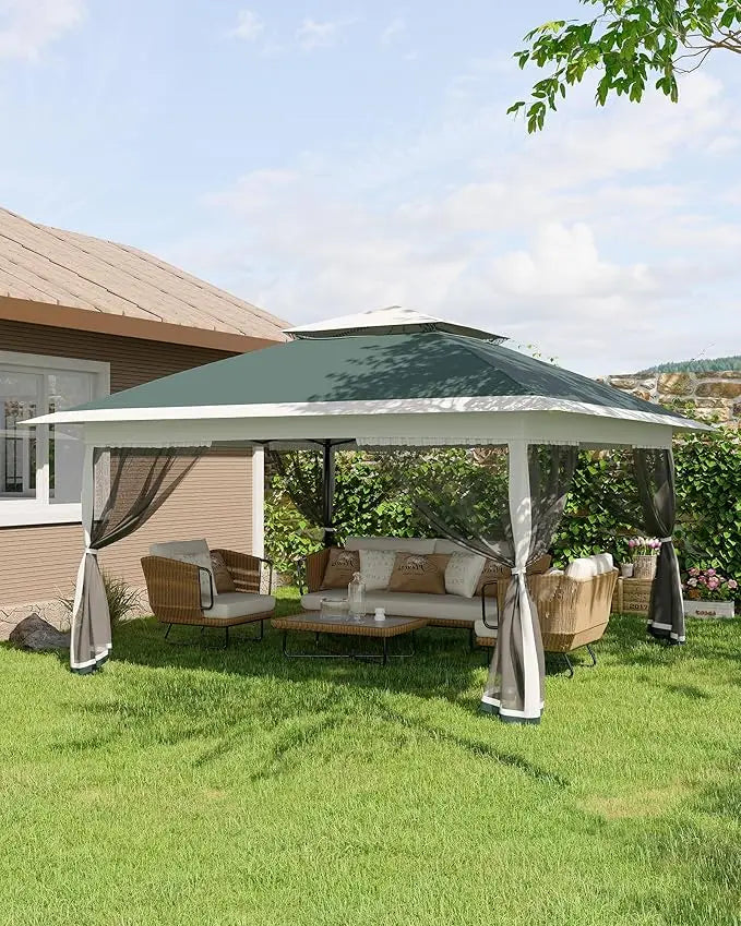 One-Push Instant Setup 13x13ft Pop Up Gazebo Tent with Mosquito Net, UPF 50+ Waterproof Canopy for Backyard,Camping, BBQs