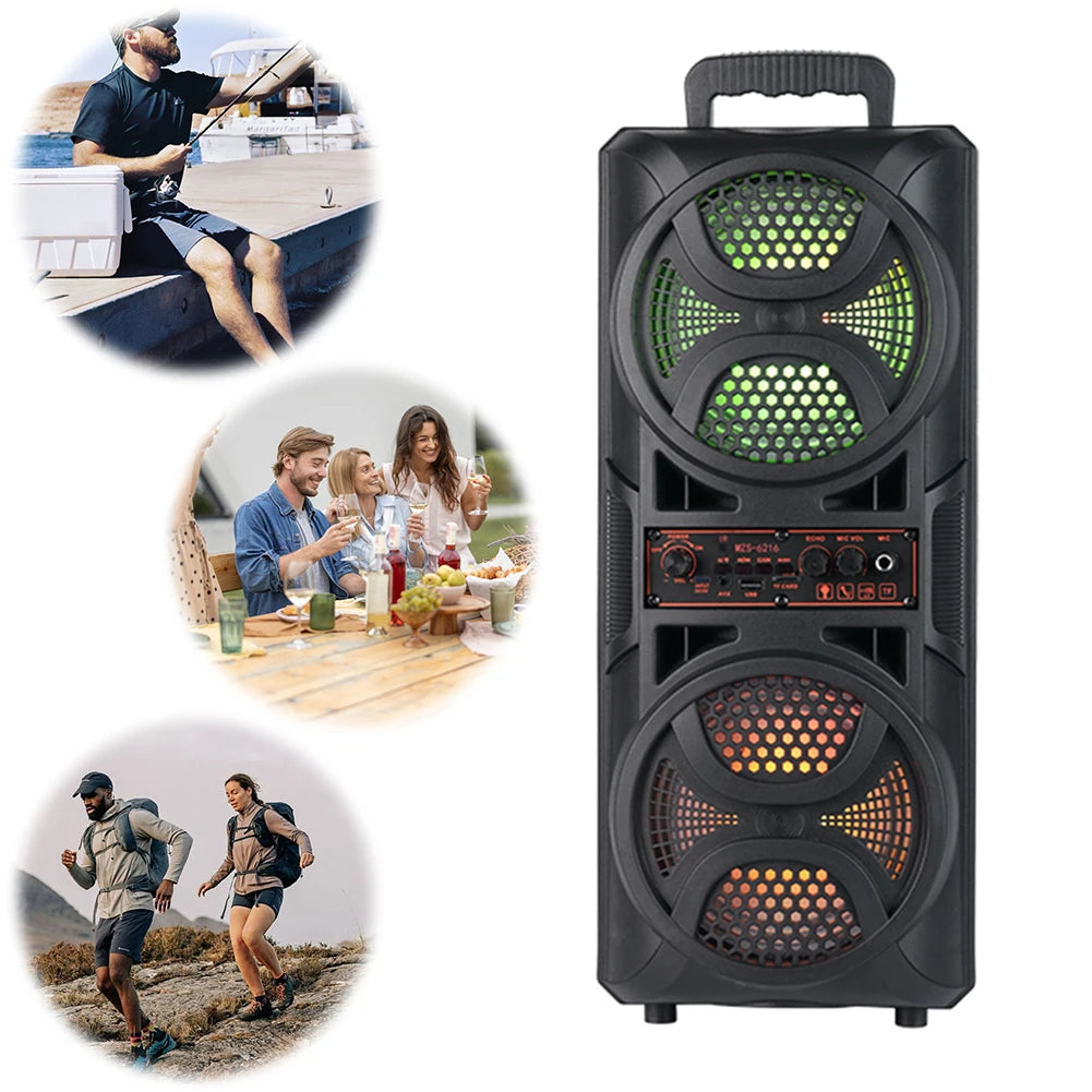 Bluetooth-Compatible Speaker Wireless Stereo Speaker Support USB/TF/AUX/FM/BT/MIC Outdoor Speaker for Home Outdoor Party Gifts
