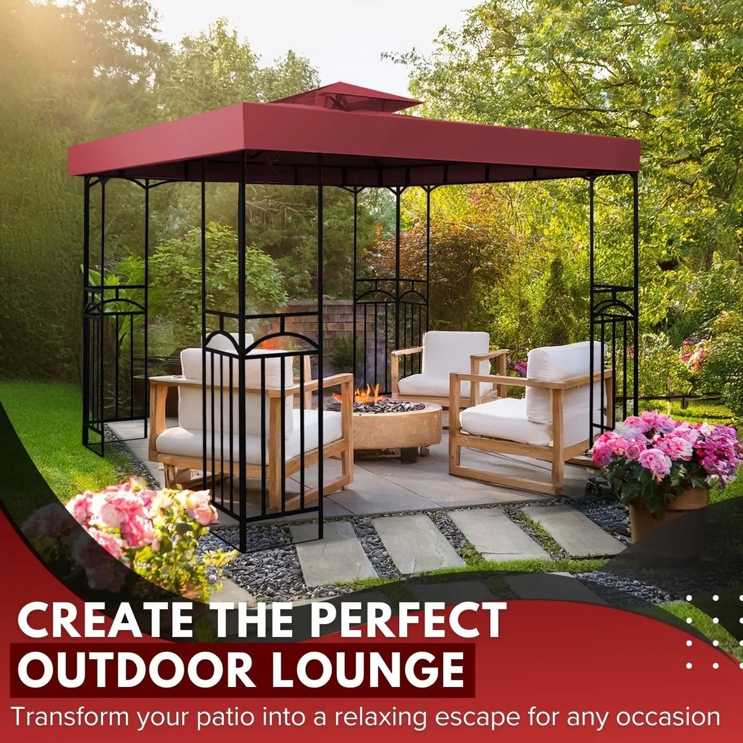 8x8 Ft Gazebo Replacement Canopy Top with UV30+ Protection, Water Resistant for Outdoor Patio and Garden Use