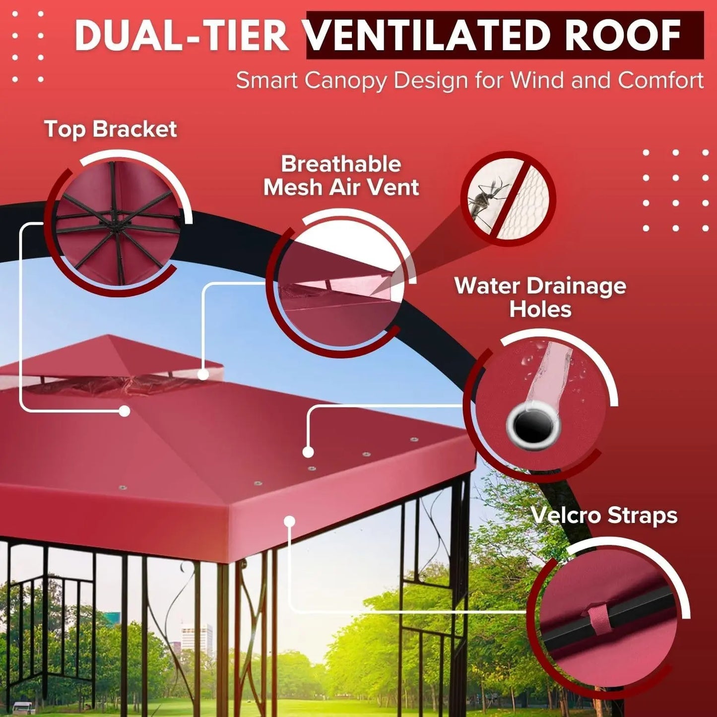 8x8 Ft Gazebo Replacement Canopy Top with UV30+ Protection, Water Resistant for Outdoor Patio and Garden Use