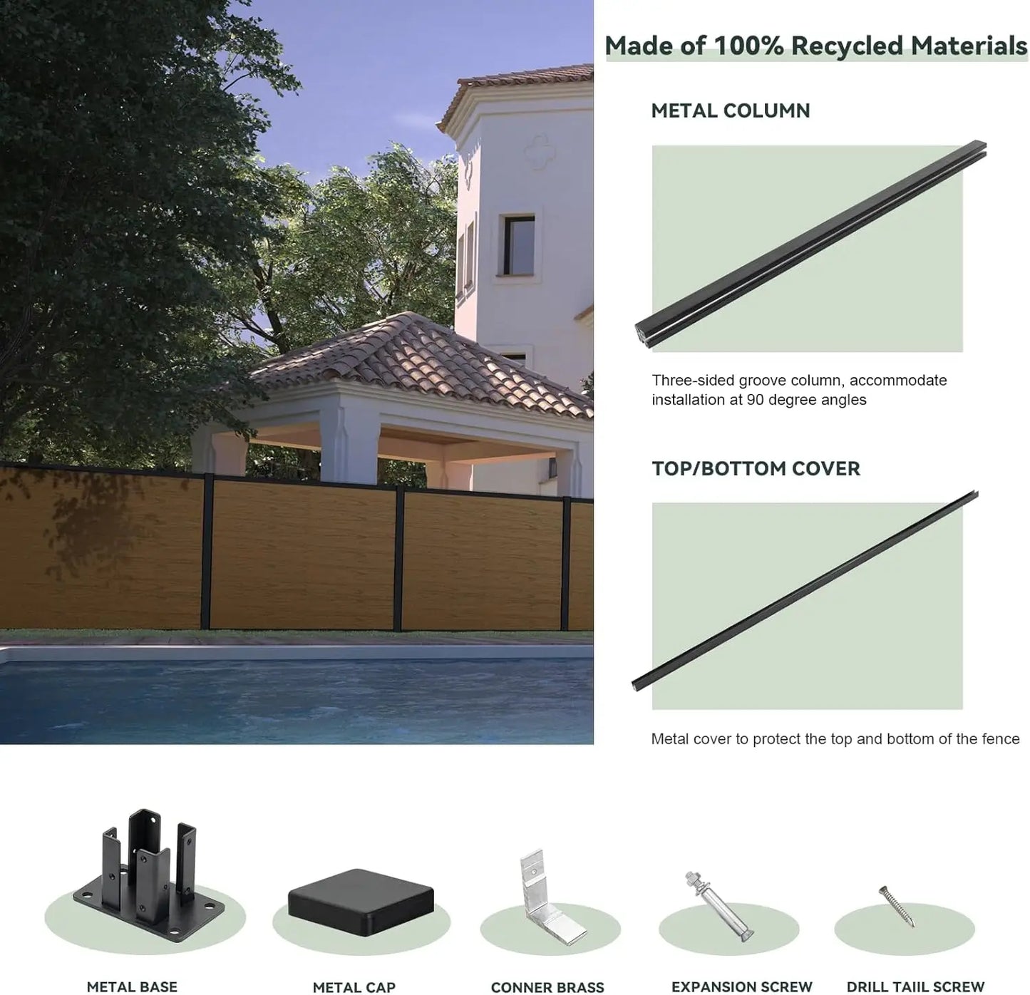 Privacy Fence Panels for Outside,6ft(W) x 6ft(H) Outdoor Privacy Panels,Wind Resistant Wood Plastic Composite Fencing Panels