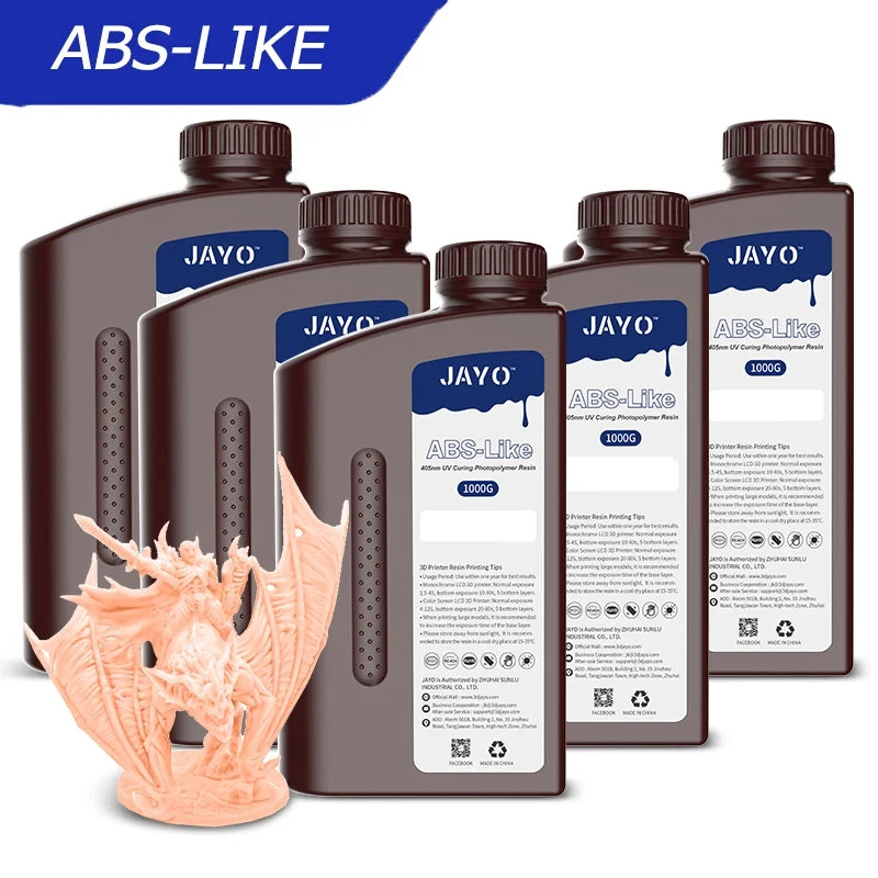 JAYO 3D resin 5KG ABS-Like/Water washable/14k Standard for 395-405nm UV liquid Curing resin for LCD/DLP 3D printer Material